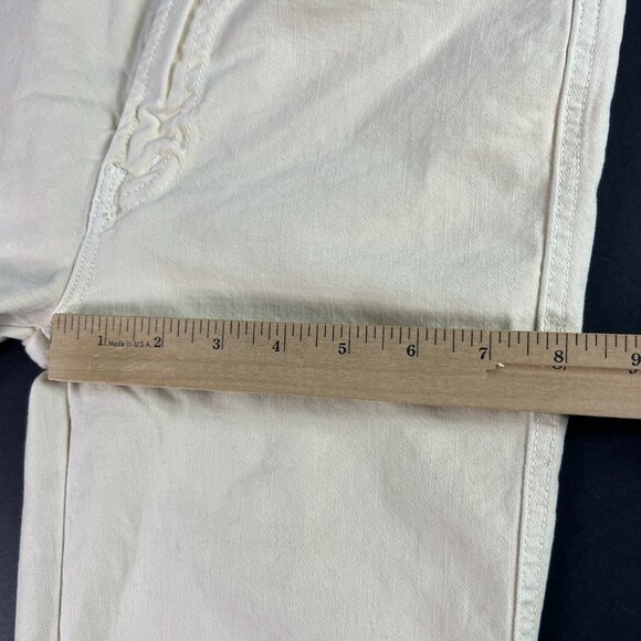 Mother Jean Women 27x26* High Waisted Rascal Ankle Fray Ivory White Denim Tag 27 - Picture 14 of 16